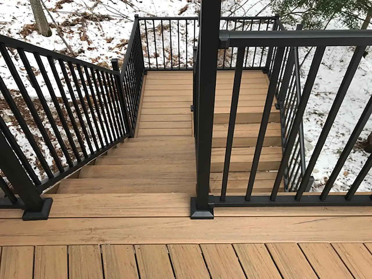Timbertech composite deck stairs construction in remer minnesota