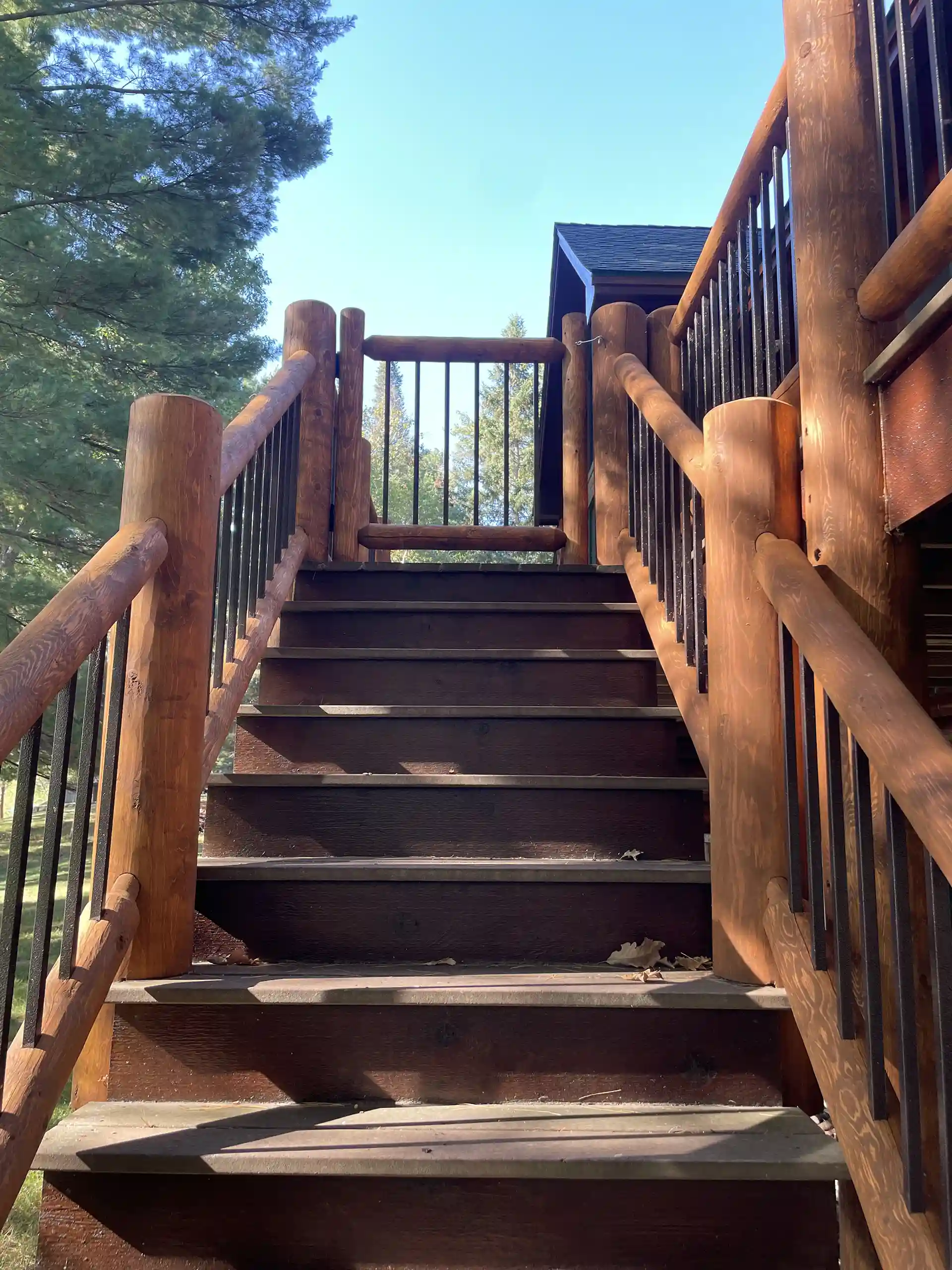 types of railings for decks - Log railings vs aluminum railings